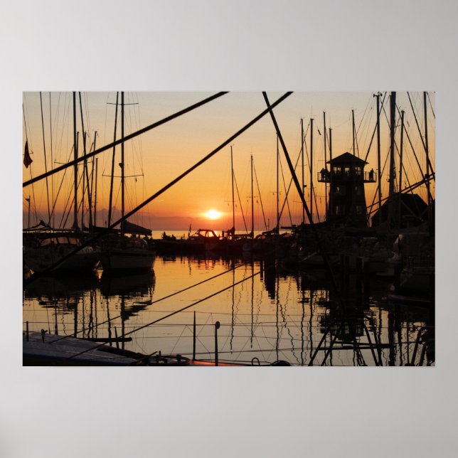Sunset Bagenkop Harbour, Langeland, Denmark Poster (Front)