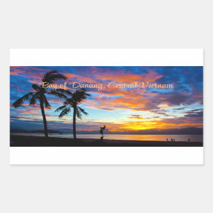 Sunset, Bay of Danang, Central Vietnam, Rectangular Sticker