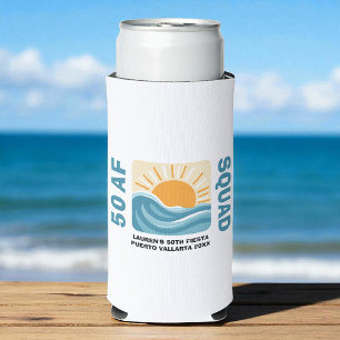 Sunset Beach 50 AF Crew Cute Birthday Seltzer Can Cooler