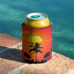 Sunset Beach Add Custom Name Can Cooler