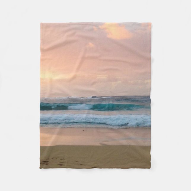 Sunset Beach and ocean  Fleece Blanket (Front)