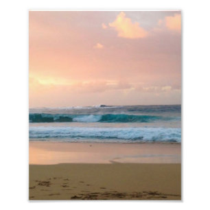 Sunset Beach and ocean Photo Print