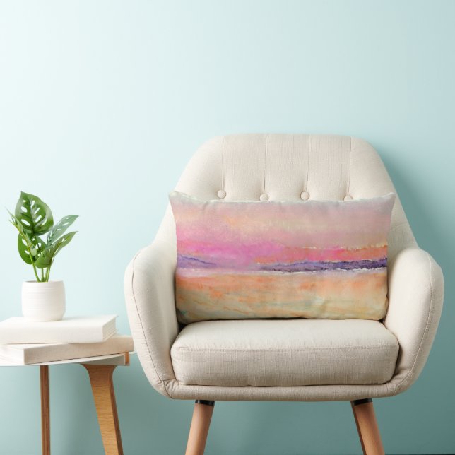 Sunset Beach Art Pastel Lumbar Cushion (Chair)