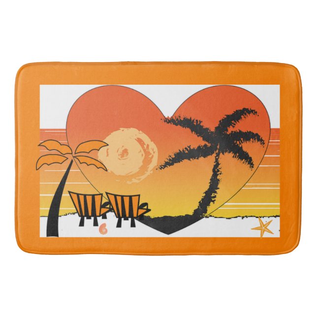 Sunset Beach Bath Mat Orange (Front)