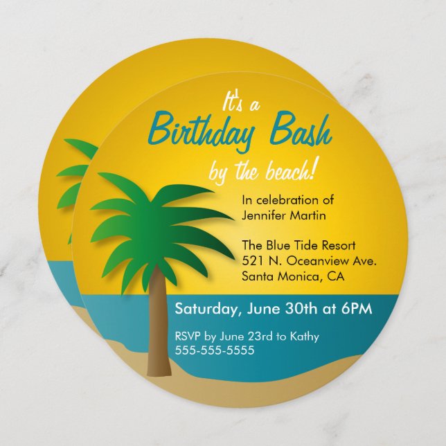 Sunset Beach Birthday Party Invitation (Front/Back)