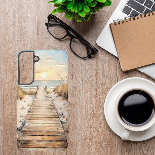 Sunset Beach Boardwalk Watercolor Samsung Galaxy Case