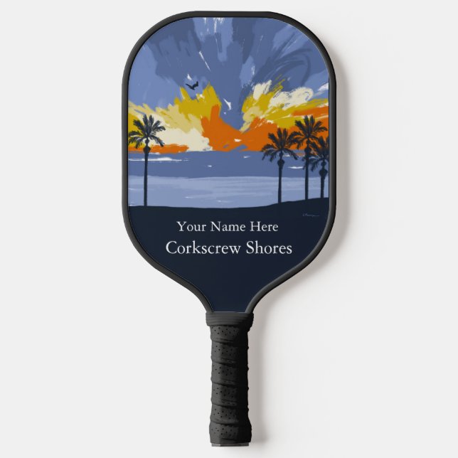 Sunset Beach by © Cathy Thompson Pickleball Paddle (Front)