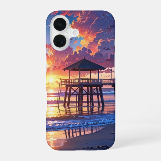 Sunset Beach Calm iPhone 16 Case (Back)