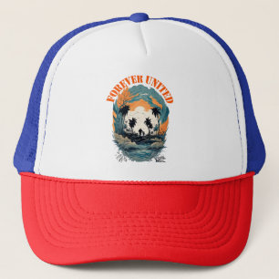 Sunset Beach Family Stunning Silhouette Design Trucker Hat