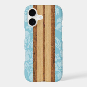 Sunset Beach Faux Wood Surfboard Hawaiian Aqua