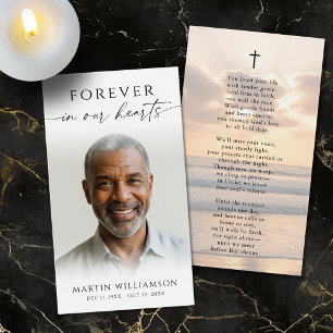 Sunset Beach Forever Hearts Cross Poem Prayer Card