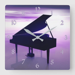 Sunset Beach Grand Piano Music Wall Clock
