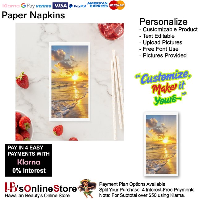 Sunset Beach Guest Towel Paper Napkins 1 (Sunset Beach Tables Kitchen Restaurant Decor Paper Guest Towels 1.
)