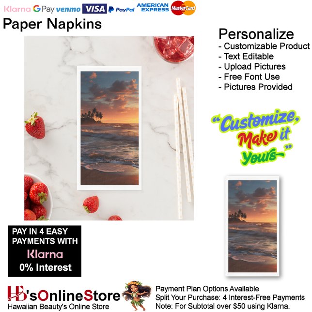 Sunset Beach Guest Towel Paper Napkins 3 (Sunset Beach Tables Kitchen Restaurant Decor Paper Guest Towels 3.)
