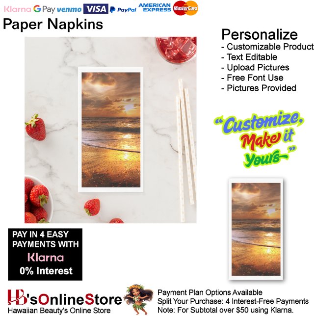 Sunset Beach Guest Towel Paper Napkins 44 (Sunset Beach Tables Kitchen Restaurant Decor Paper Guest Towels 44.)