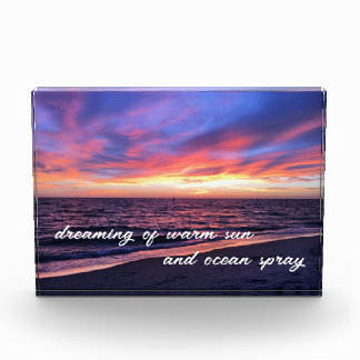 Sunset Beach Happiness Motivational Text Quote Photo Block