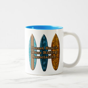 Sunset Beach Hawaiian Surfboards Wave Riders Two-Tone Coffee Mug