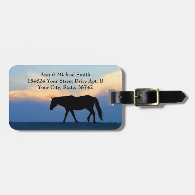 Sunset Beach Horse Luggage Tag (Front Horizontal)
