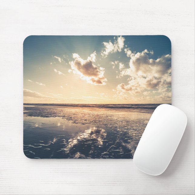 Sunset Beach Landscape Photo Mouse Mat (With Mouse)