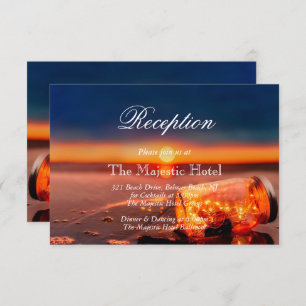 Sunset Beach Mason Jar Blue Night Reception Card