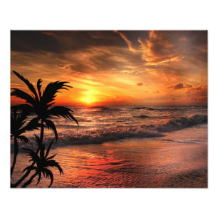 SUNSET BEACH NATURE BEAUTY  PHOTO PRINT