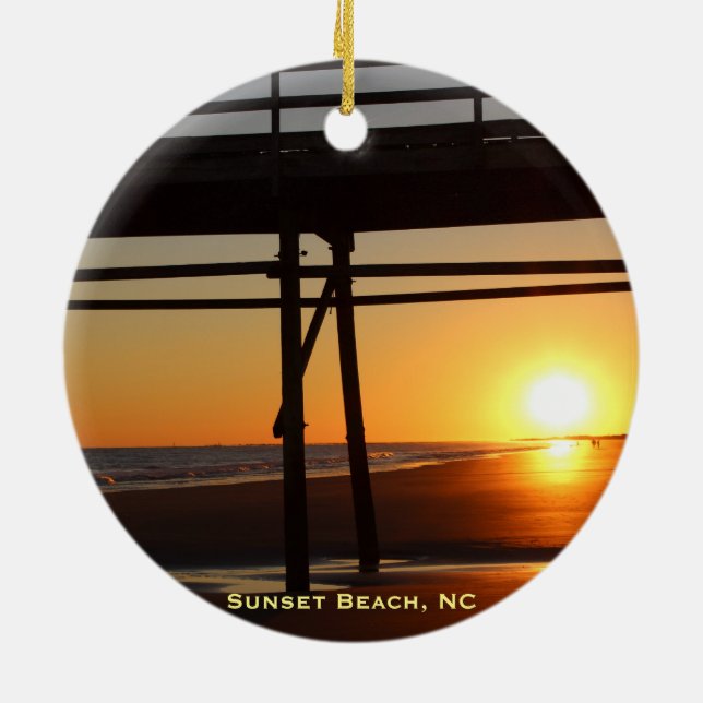 Sunset Beach NC Christmas Tree Travel Ornament (Back)