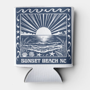 Sunset Beach NC Vintage Coastal Sunset Can Cooler