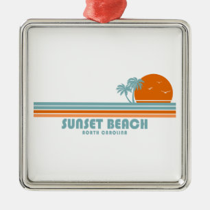 Sunset Beach North Carolina Sun Palm Trees Metal Tree Decoration
