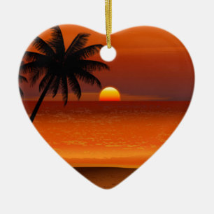 sunset beach oahu hawaii north shore postcard cera ceramic tree decoration