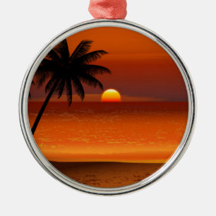 sunset beach oahu hawaii north shore postcard metal tree decoration