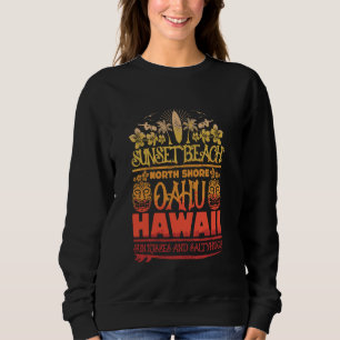 Sunset Beach Oahu North Shore Hawaii Surf Retro Ti Sweatshirt