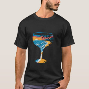 Sunset Beach Ocean View Cocktail Glass T-Shirt
