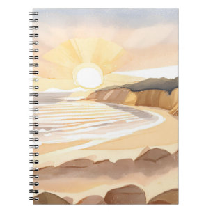 Sunset Beach Ocean Watercolor Coastal Notebook