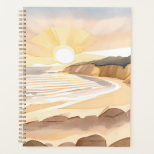 Sunset Beach Ocean Watercolor Coastal Planner