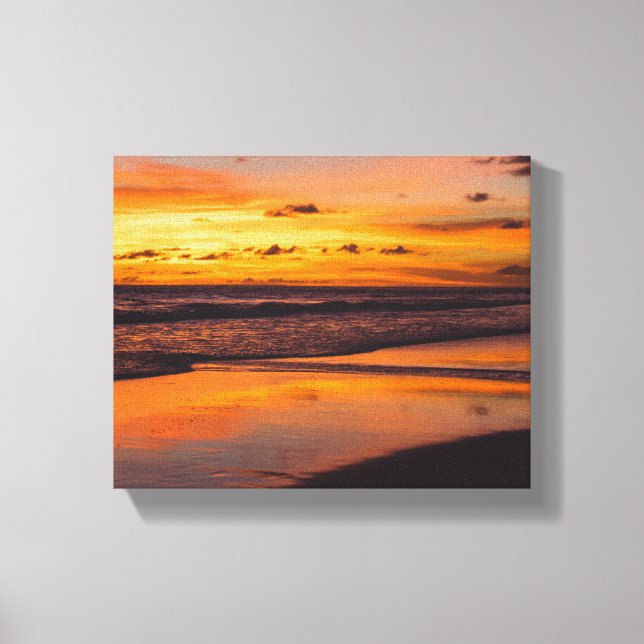 Sunset Beach Orange Yellow Tropical Photograph Canvas Print (Front)