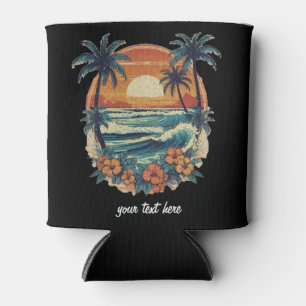 Sunset Beach Palm Tree Summer Vacation Custom      Can Cooler