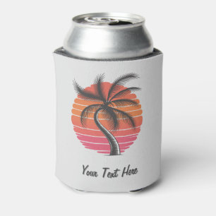 Sunset Beach Palm Tree Summer Vacation Custom Can Cooler