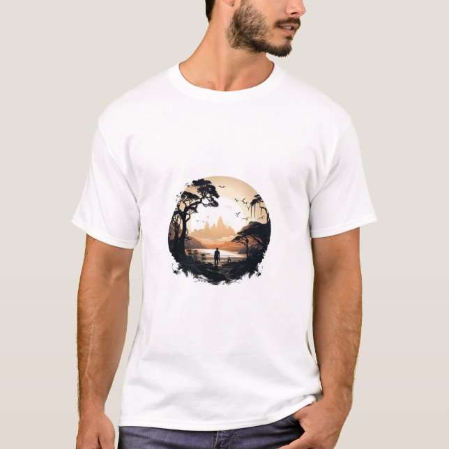 Sunset Beach Palm Trees Vintage T-Shirt (Front)