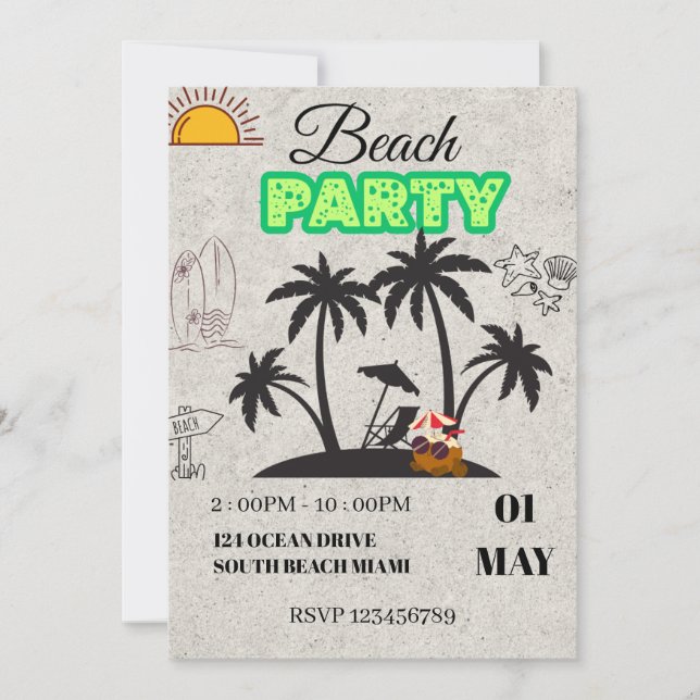 Sunset Beach Party Invitation (Front)