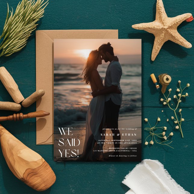  Sunset Beach Photo We Said Yes Wedding  Invitation (Creator Uploaded)
