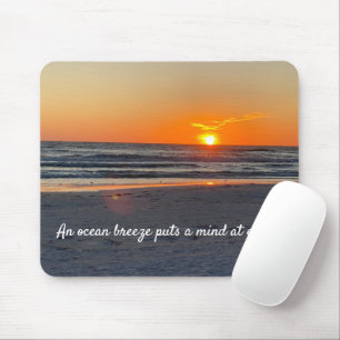 Sunset Beach Photo With Quote Mouse Mat