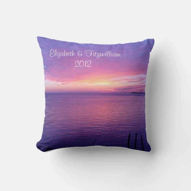 Sunset Beach Pillow Bride & Groom Wedding (Front)