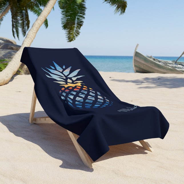 Sunset Beach Pineapple Custom Beach Towel (Creator Uploaded)