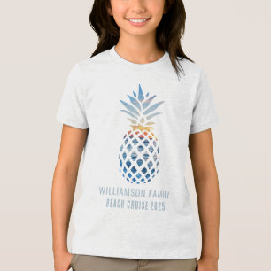 Sunset Beach Pineapple Tropical Vacation Cruise Tri-Blend Shirt