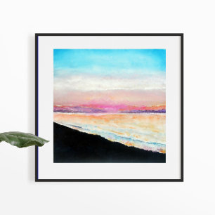 Sunset Beach Pink Blue Art Print