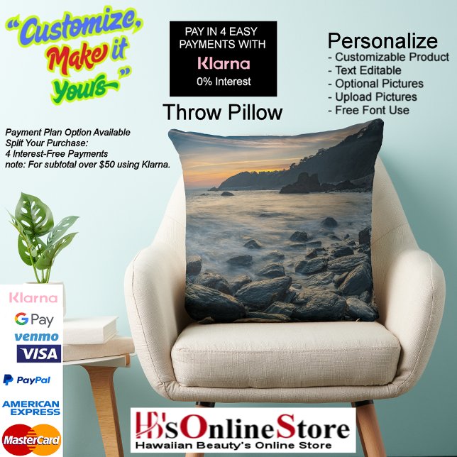 Sunset Beach Polyester Throw Pillow 36 (Sunset Beach Square Polyester Large Pillow 36.)