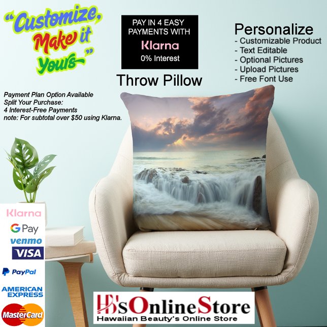 Sunset Beach Polyester Throw Pillow 40 (Sunset Beach Square Polyester Large Pillow 40.)
