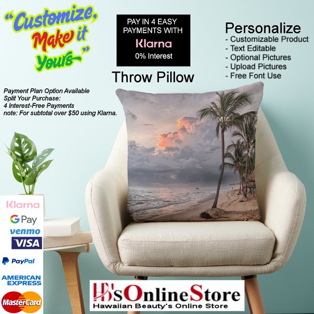 Sunset Beach Polyester Throw Pillow 9 (Sunset Beach Square Polyester Large Pillow 9.)
