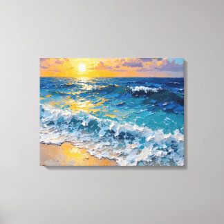 Sunset Beach Premium Wrapped Canvas Wall Art