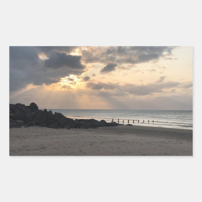 Sunset Beach Rectangular Sticker (Front)
